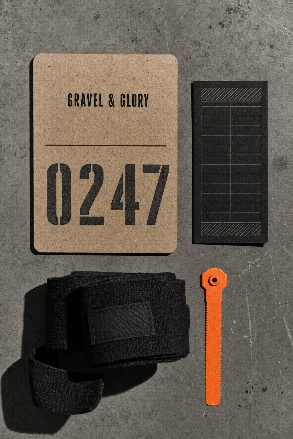 Membership kit. Card, tape and printed schedule — tactile objects that make membership feel granted, not purch