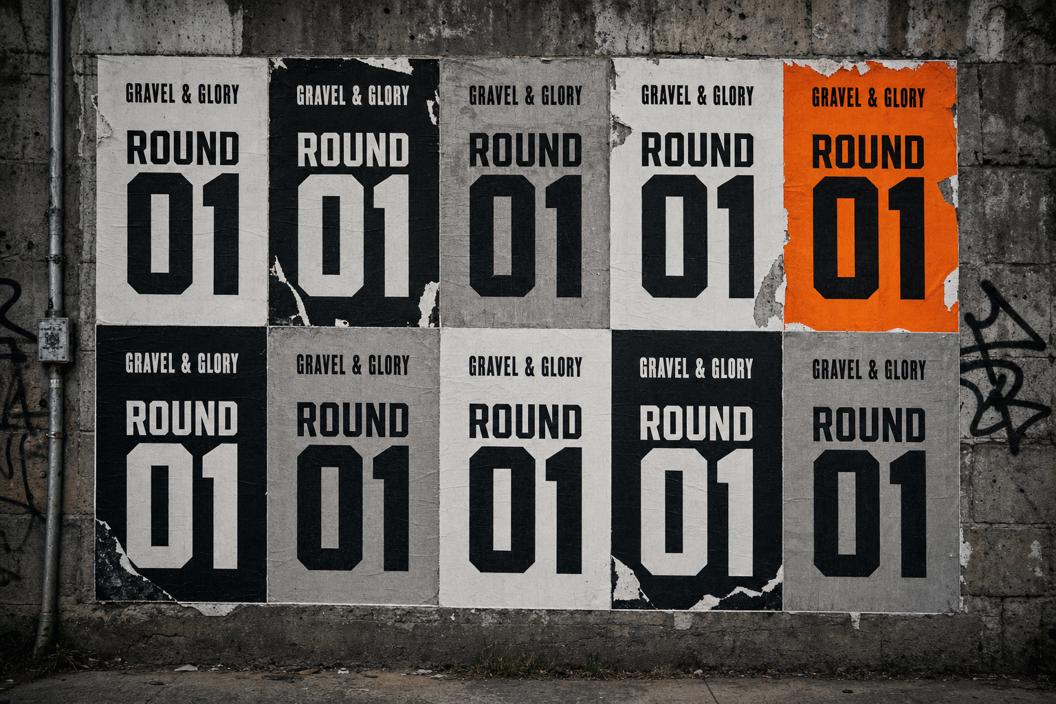 Poster series. Each sheet carries one instruction at scale; posted in sequence they read as a training doctrin