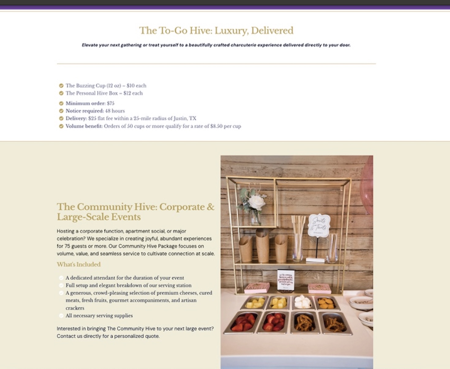Before — services listed as categories, leaving the client to assemble the offer themselves.