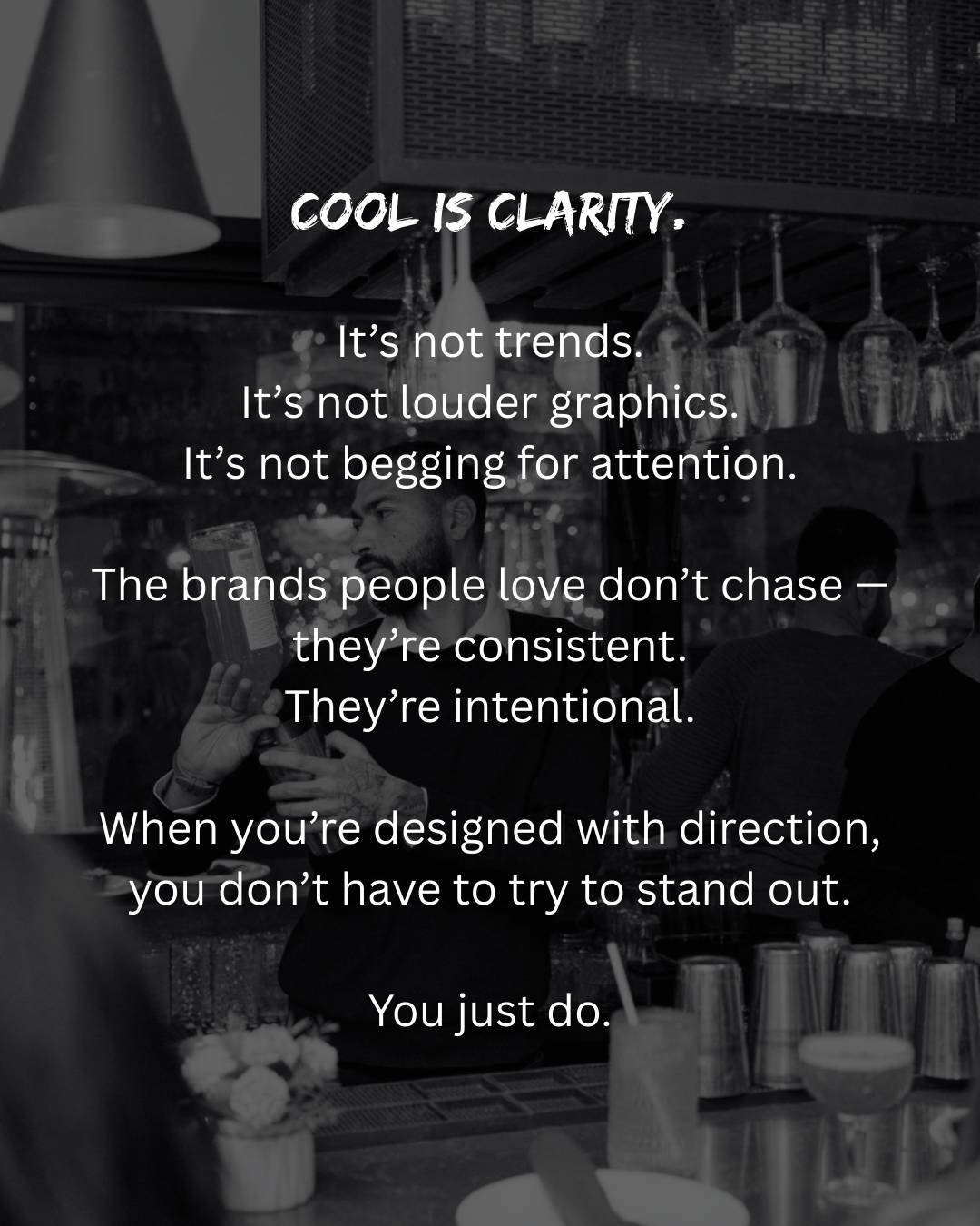 Editorial statement frame. The positioning line does the heavy lifting; the service detail follows later in th