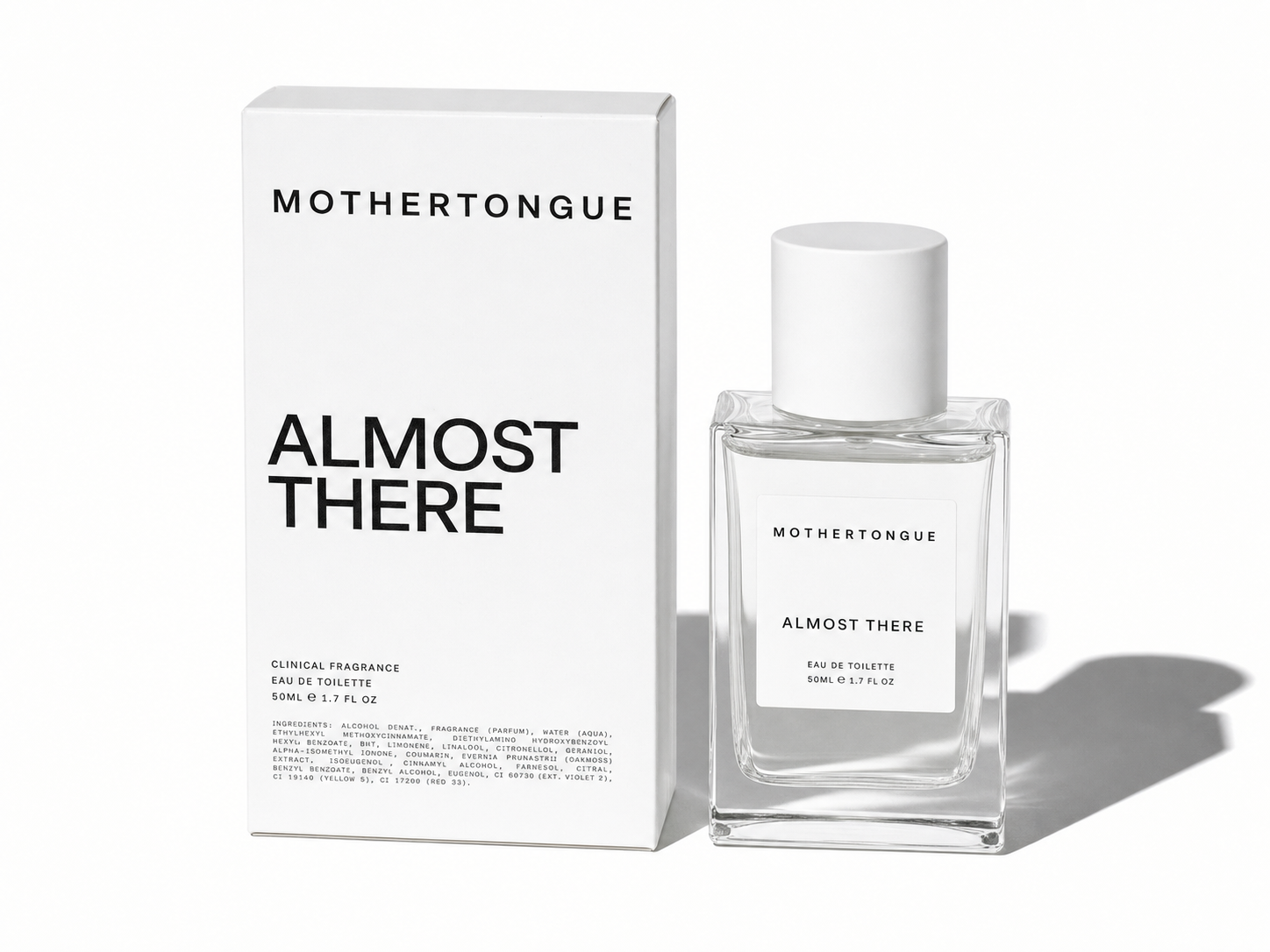 Unit carton and bottle. Prescription logic applied to fragrance, with the name doing all the work.